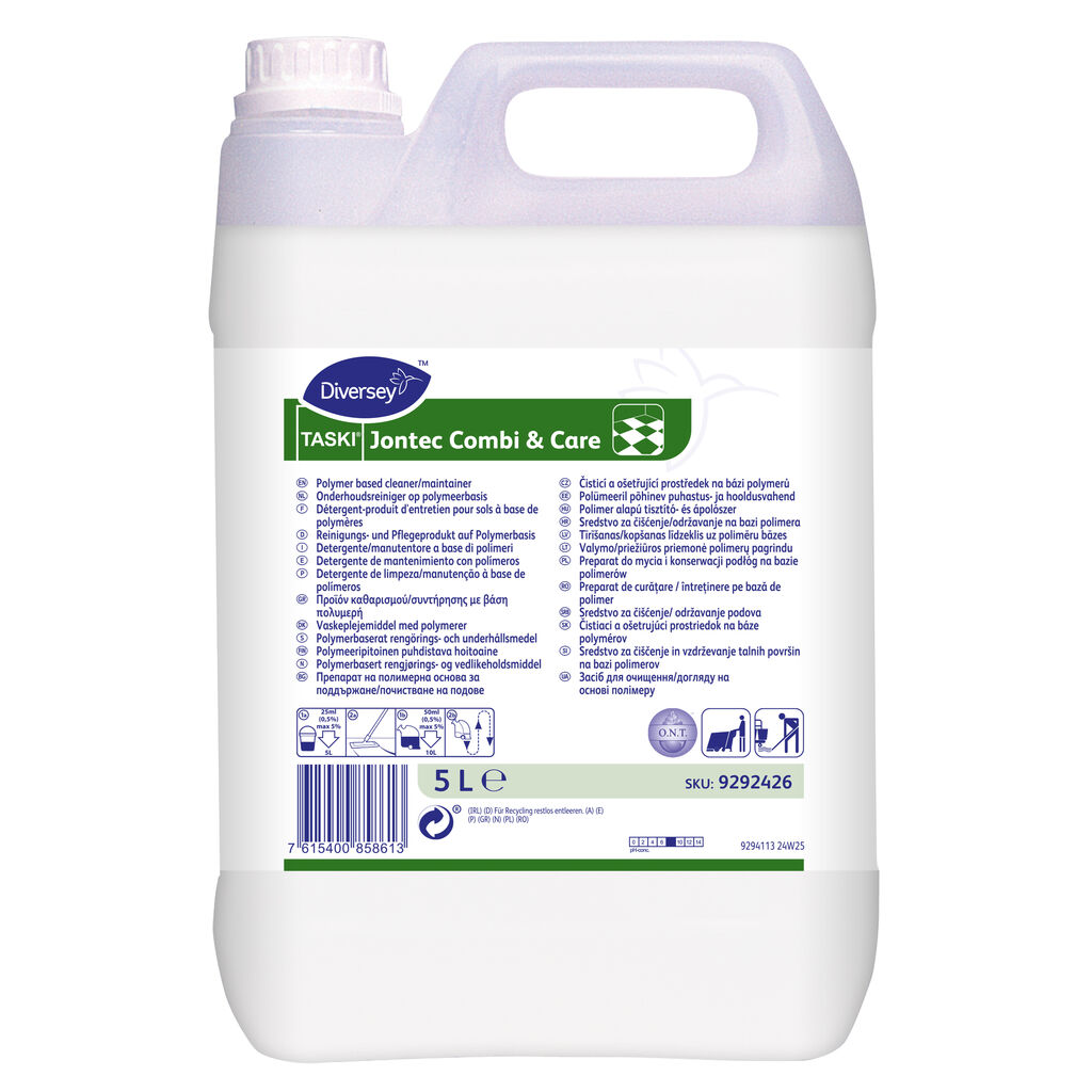 TASKI Jontec Combi & Care 2x5L - Détergent/produit d'entretien à base de polymères - Spécial autolaveuse
