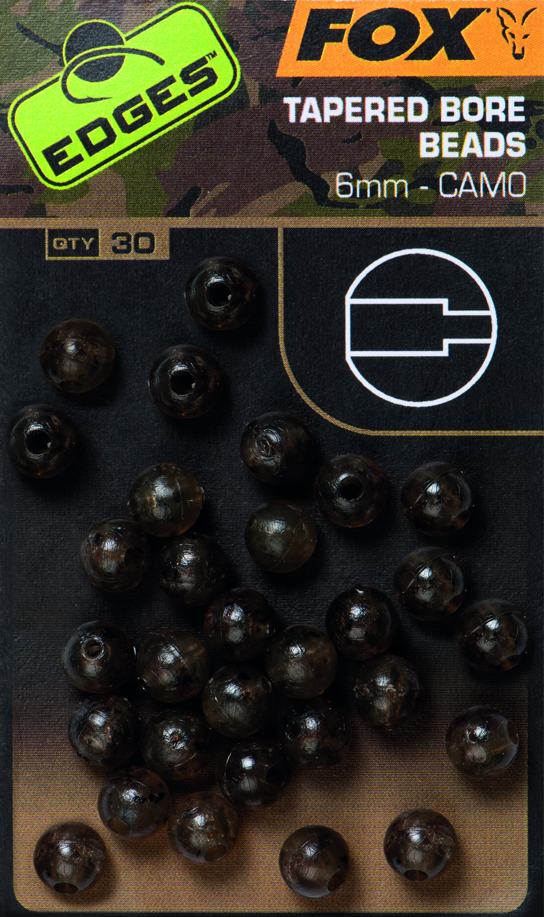 Edges Camo Tapered Bore Bead 6mm 30pcs