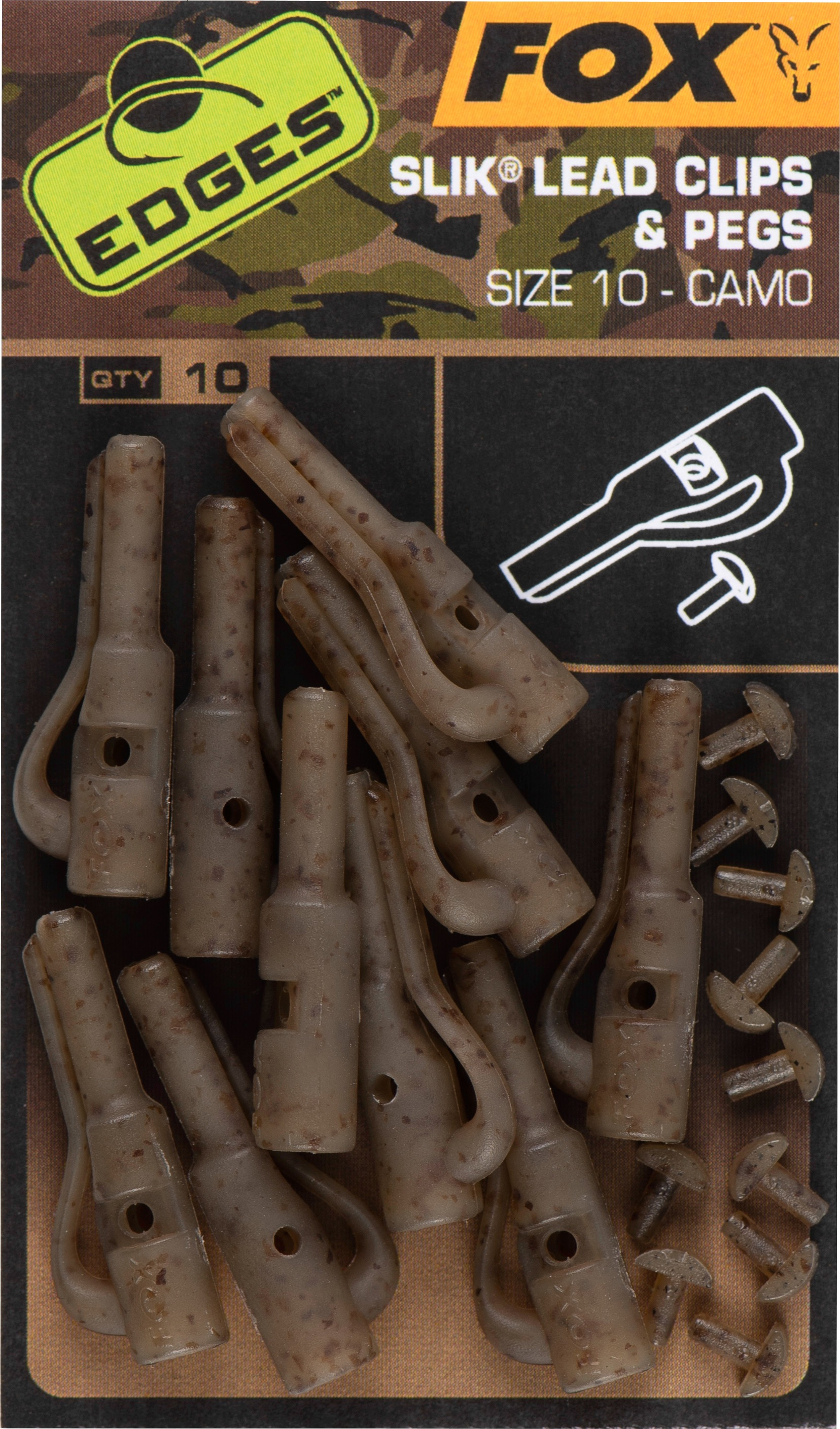Edges Camo Size 10 Slik Lead Clip + Pegs
