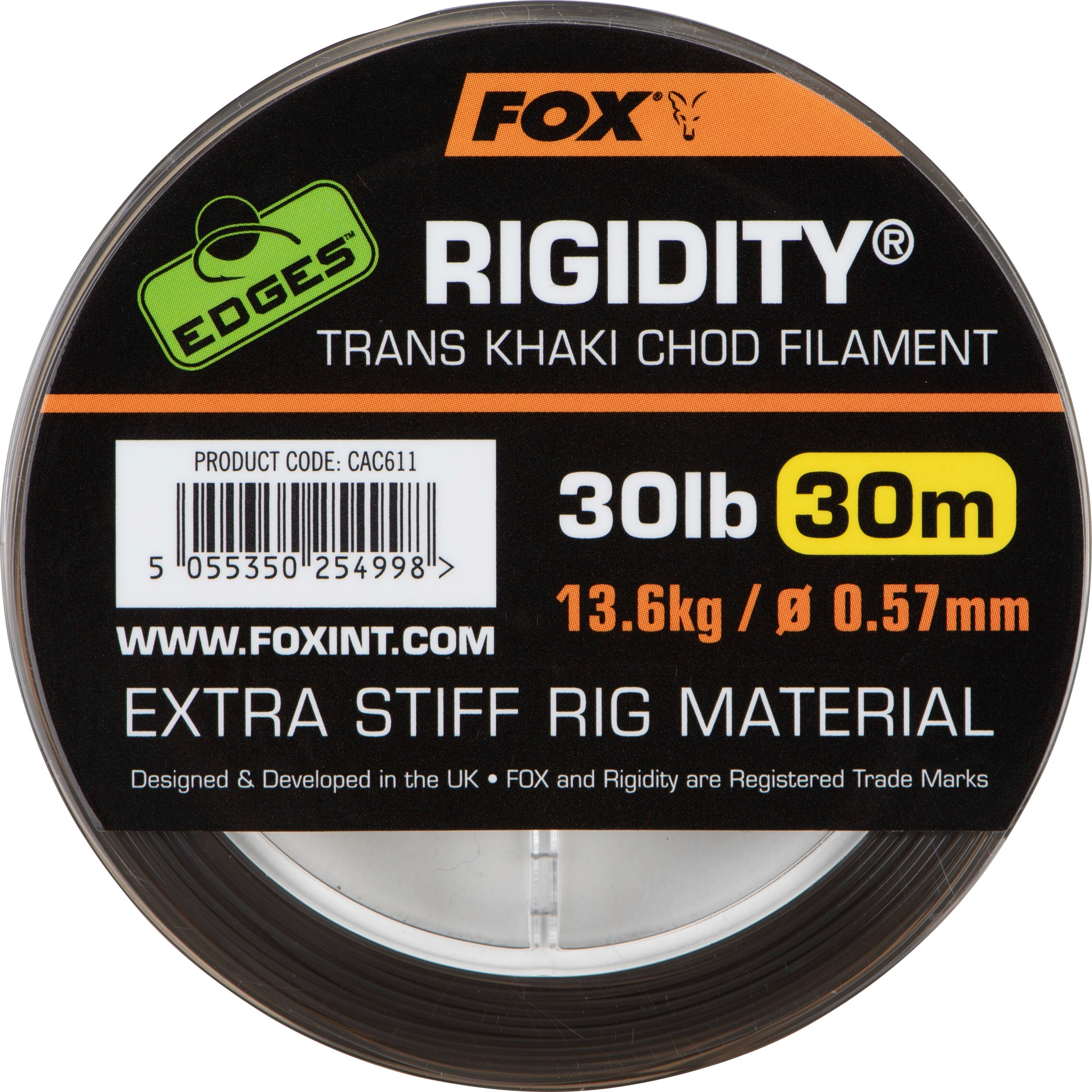 Edges Rigidity Chod Filament 0.57mm 30lb x 30m trans khaki