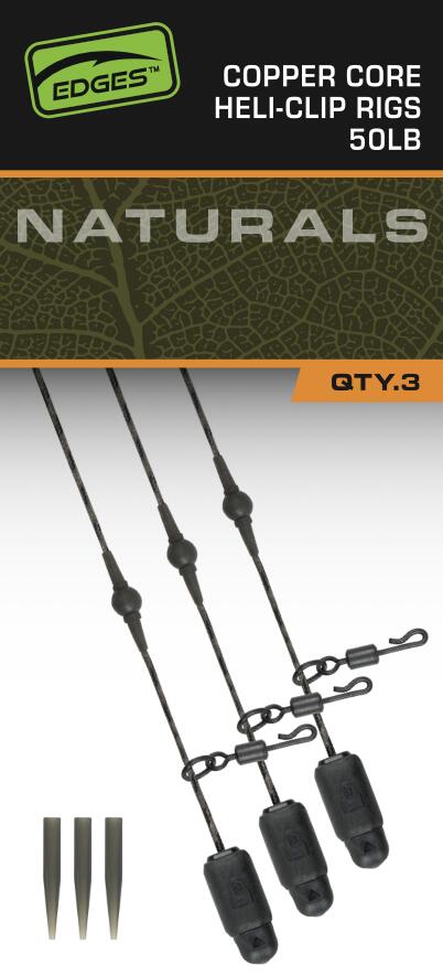 Edges Naturals Heli-Clip Rigs 50lb Copper Core 3pcs