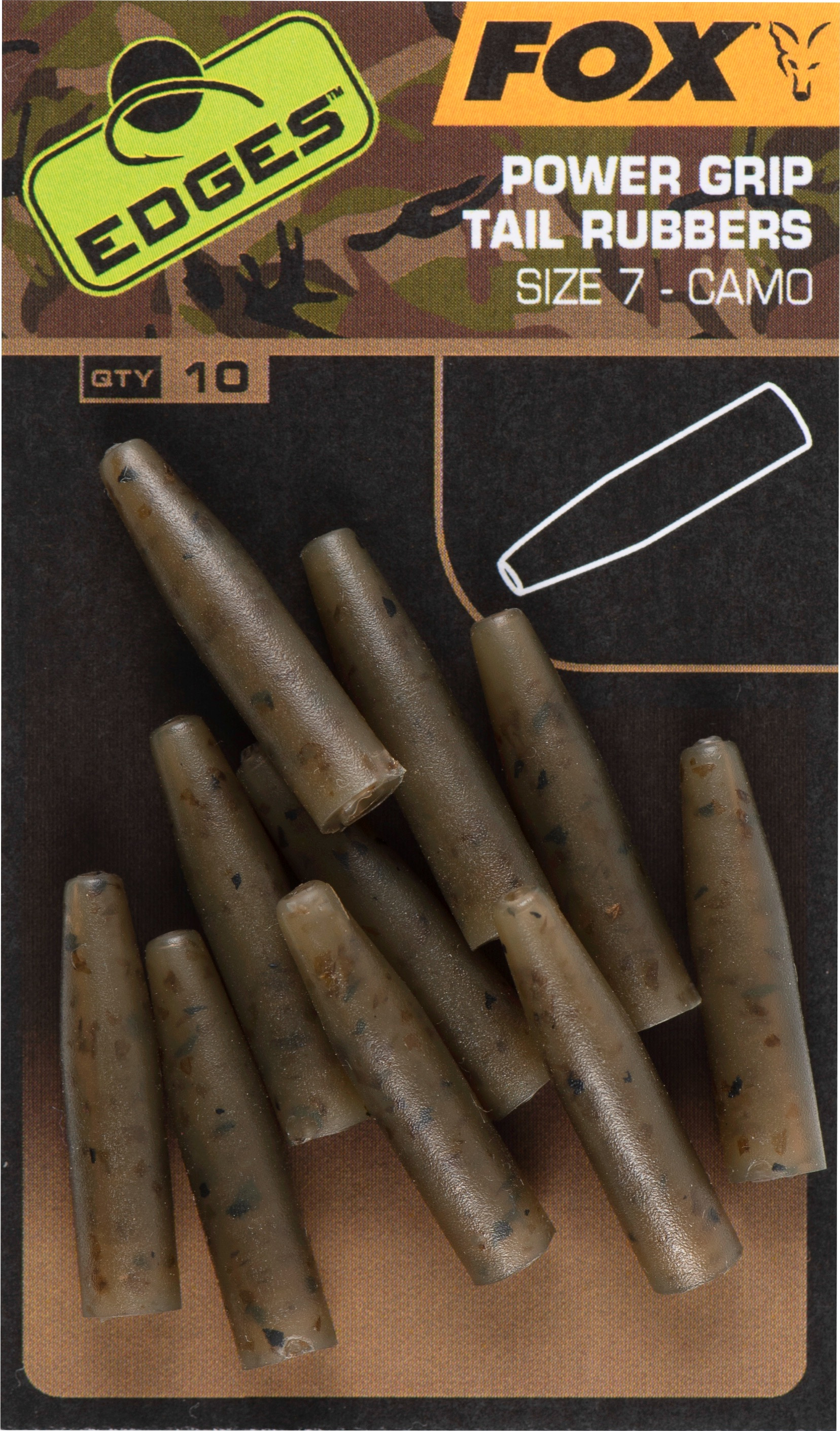 Edges Camo PowerGrip Tail Rubbers Size 7 10pcs