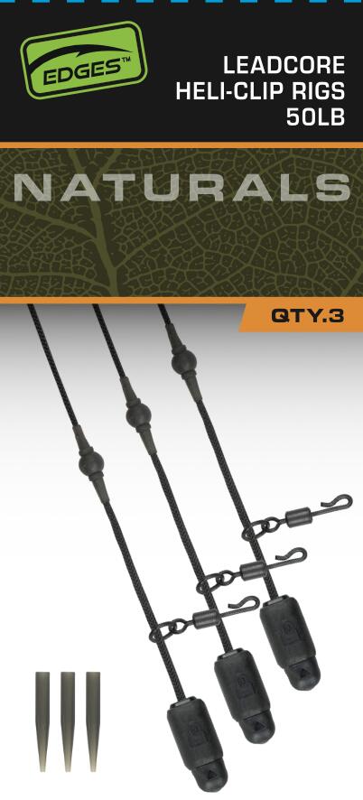 Edges Naturals Heli-Clip Rigs 50lb Leadcore 3pcs