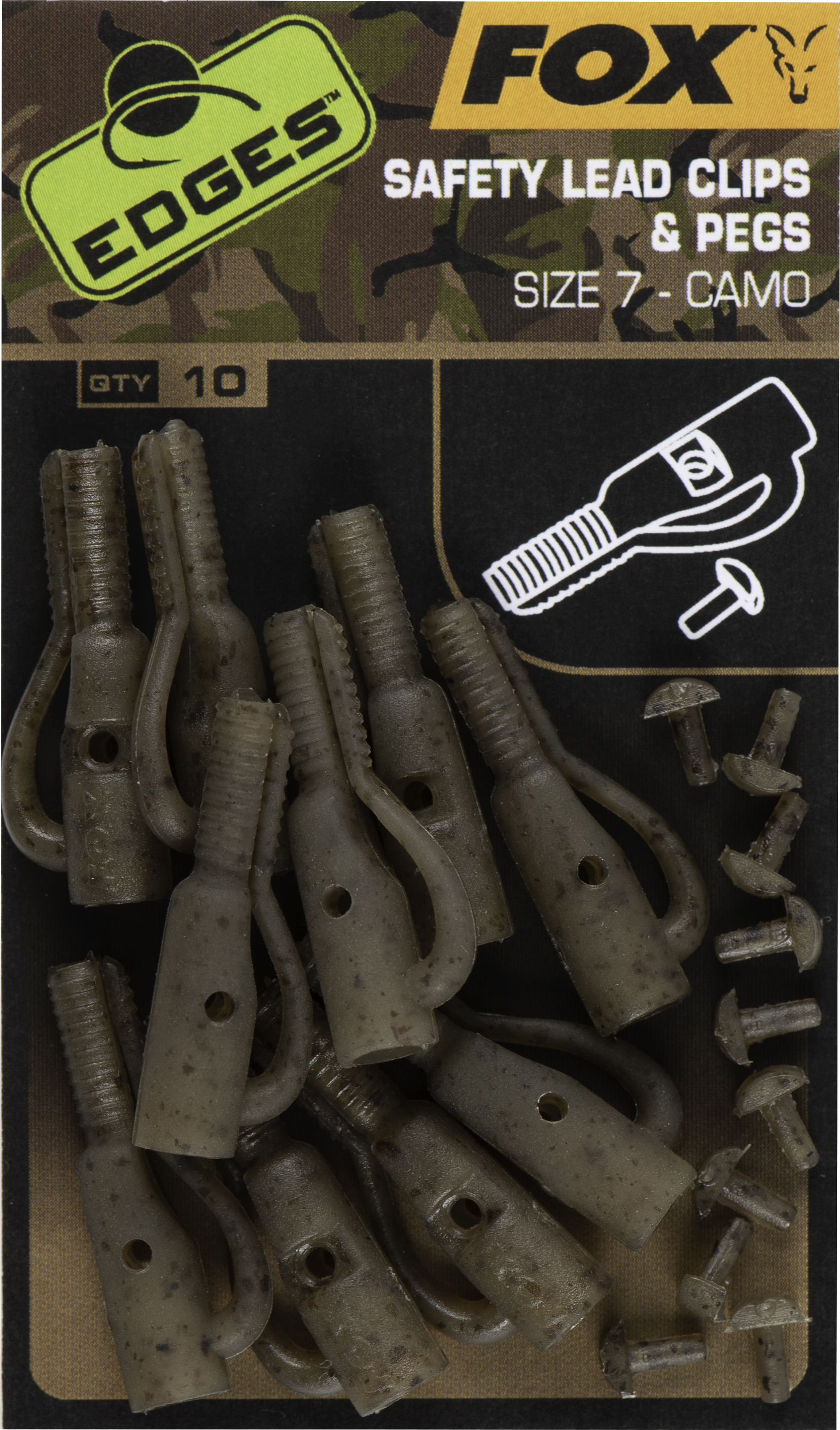 Edges Camo Size 7 Lead Clip + Pegs