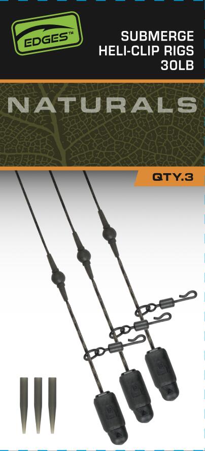 Edges Naturals Heli-Clip Rigs 30lb Submerge 3pcs