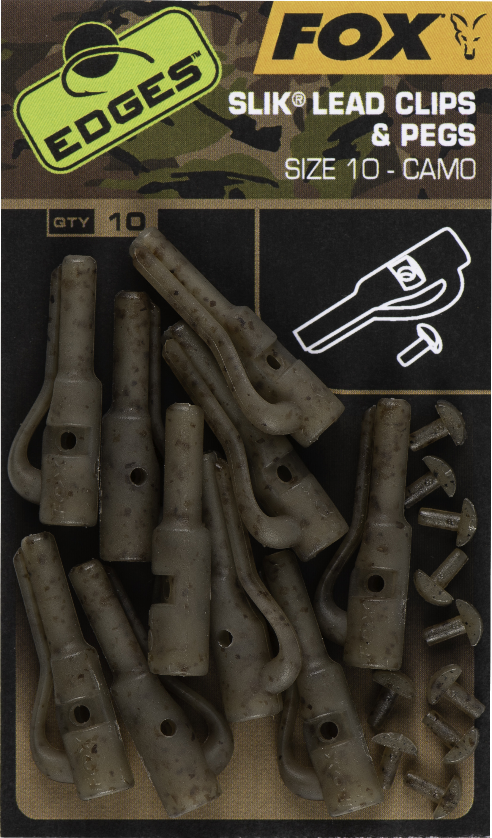 Edges Camo Size 10 Slik Lead Clip + Pegs