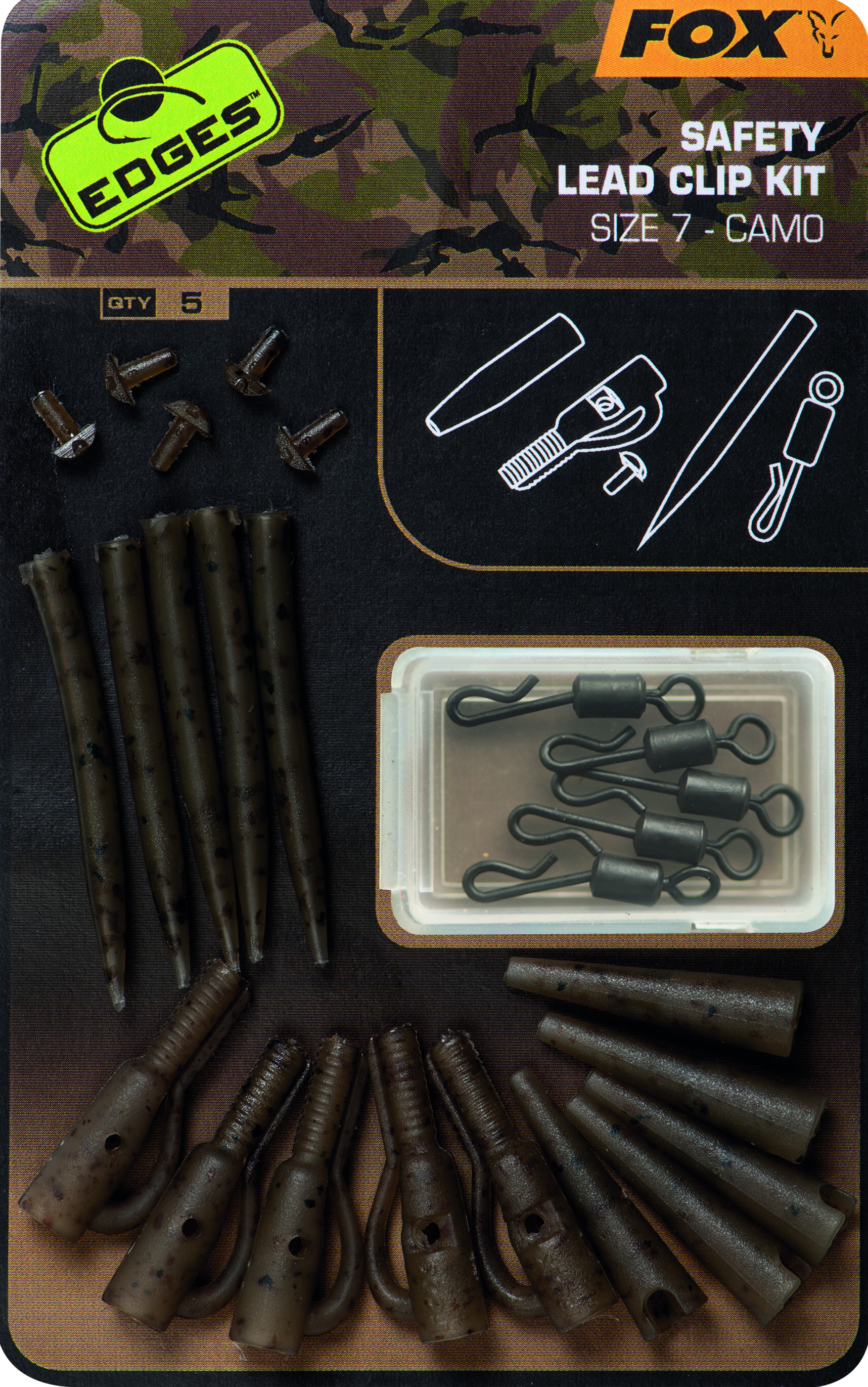 Edges Camo Lead Cip Kit Size 7 5pcs