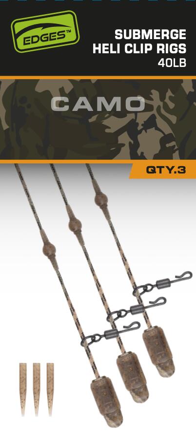 Edges Camo Heli-Clip Rigs 40lb Submerge 3pcs