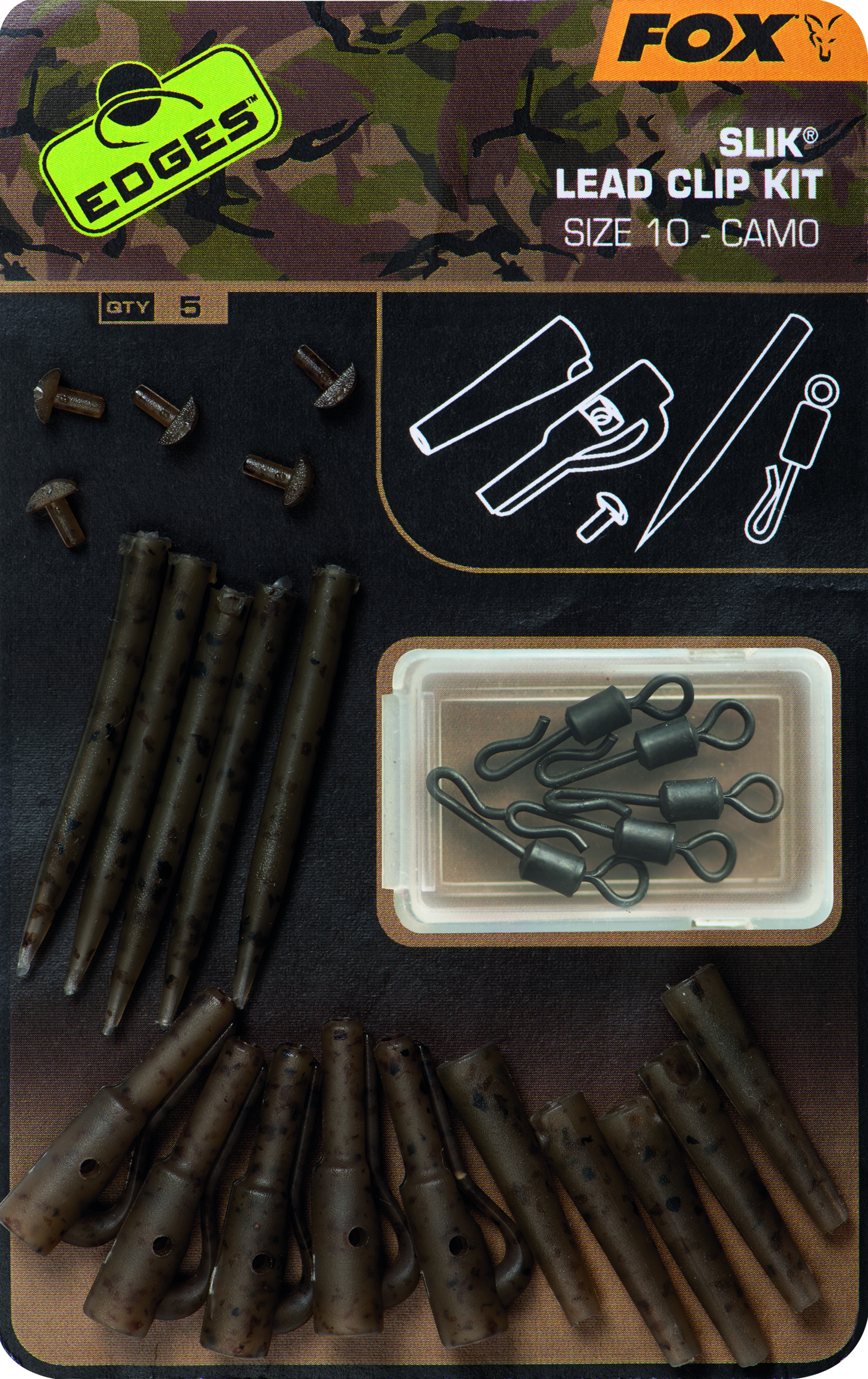 Edges Camo Slik Lead Clip Kit Size 10 5pcs