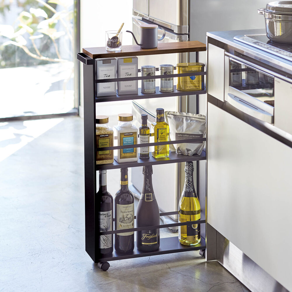 Slim Wood-Top Storage Cart : High Load Capacity
