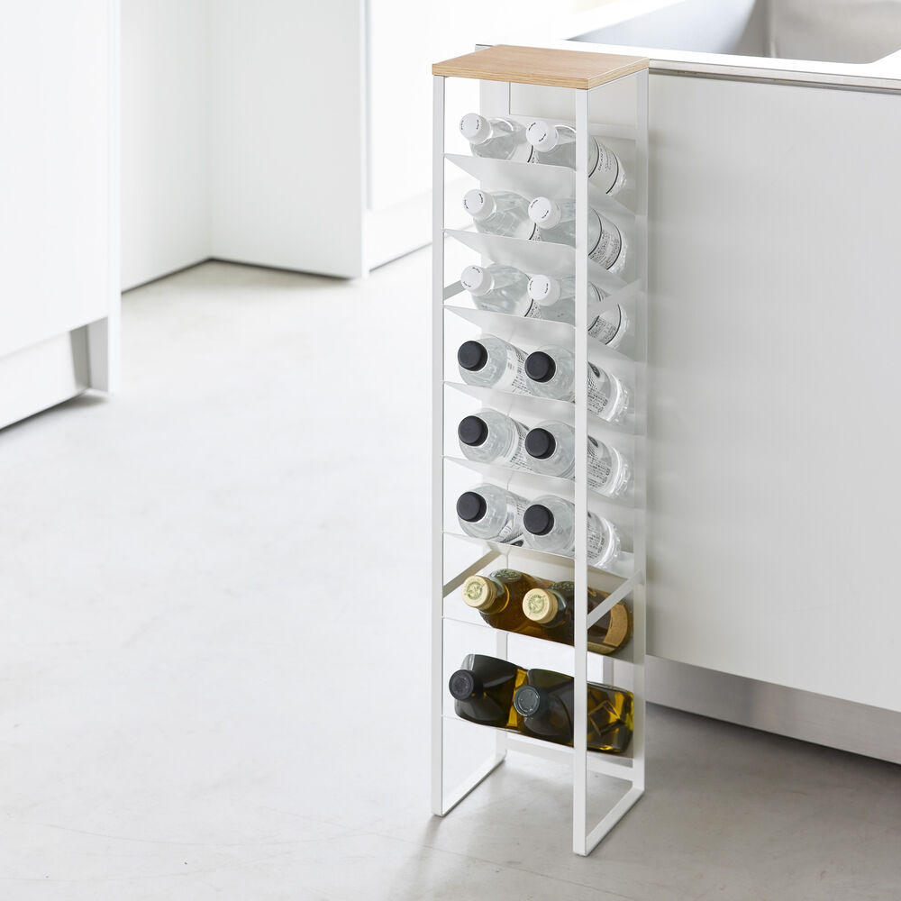 8-Tiered Wood-Top Bottle Rack : Practical Angled Shelves