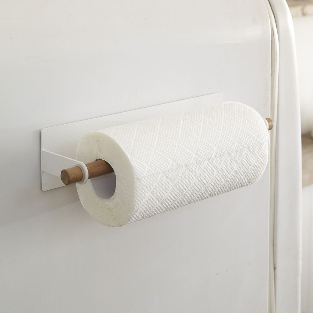 Magnetic Paper Towel Holder : Stylish Steel-Wood Combination