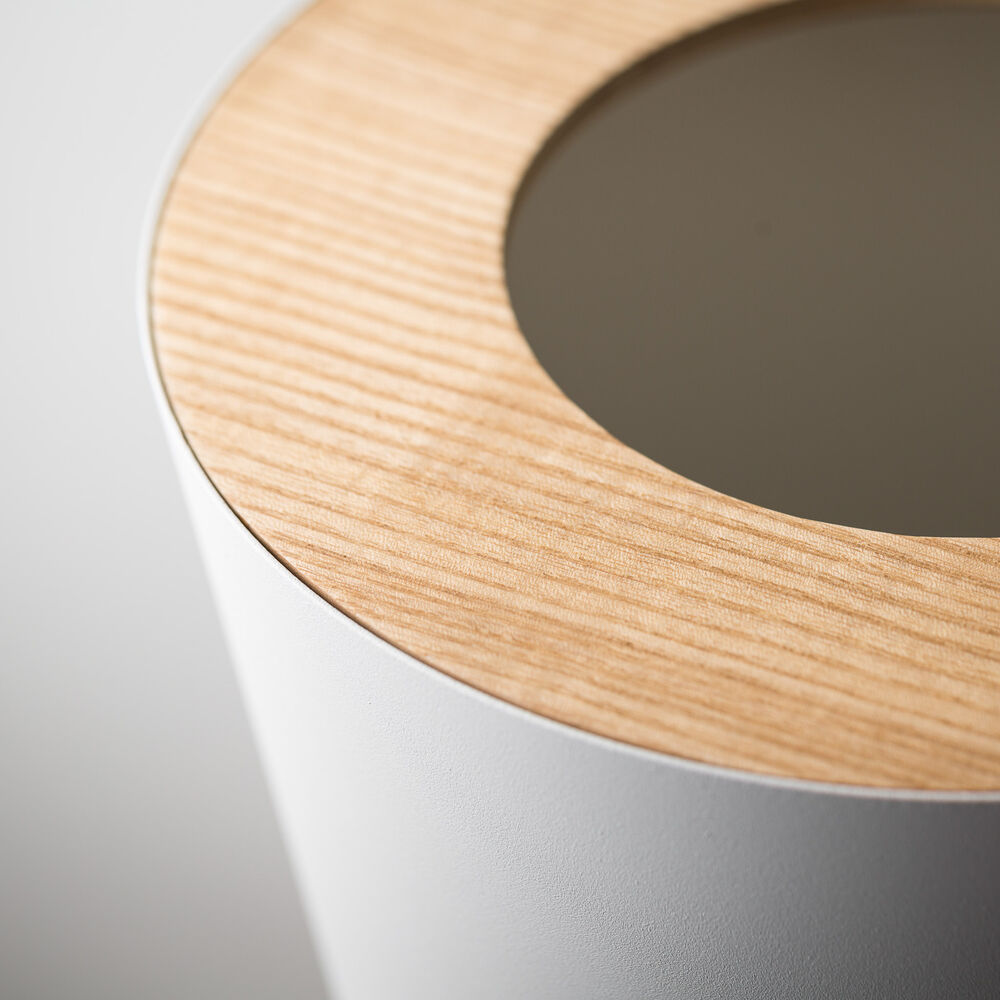 Trash Can Round : Elegant Wood-Steel Combination