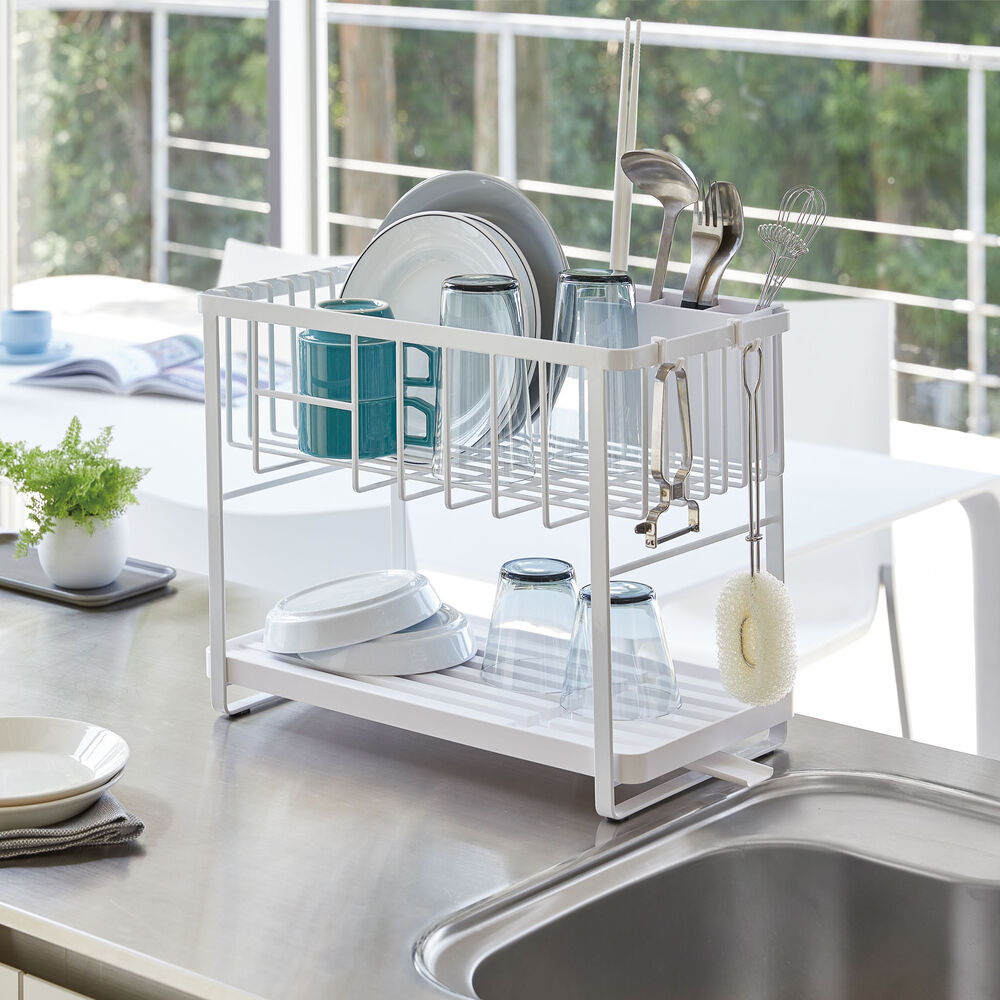 2-Tiered Drainer Rack : Double Drip Tray