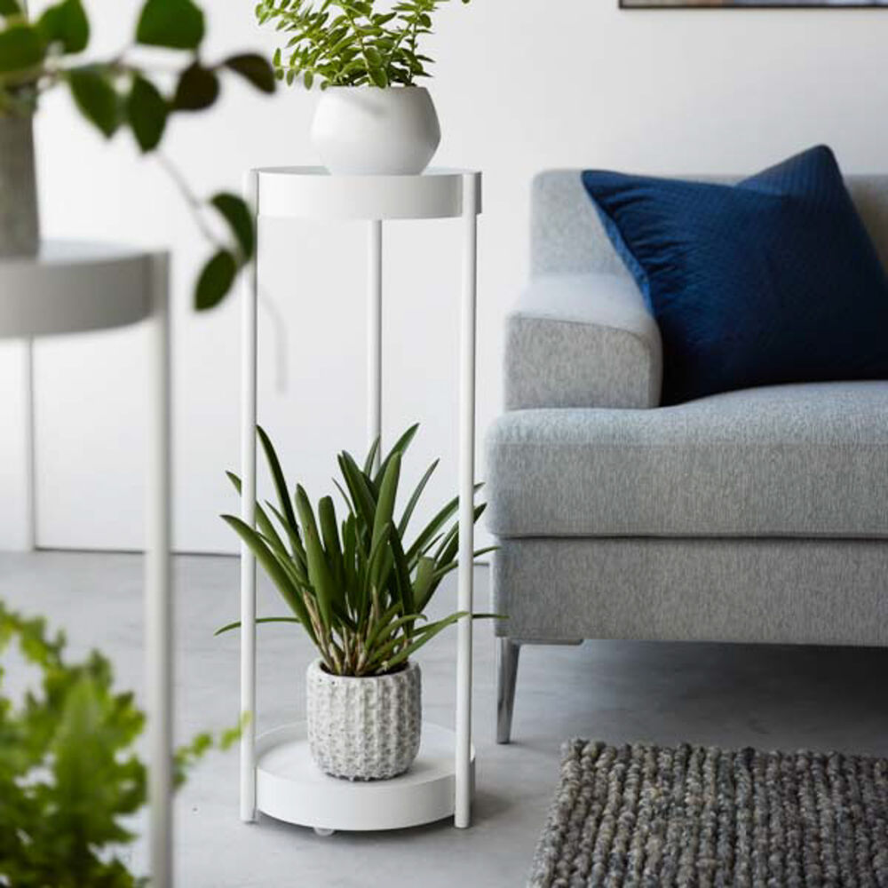2-Tiered Plant Stand with Casters : Decorative Two-Tier Display