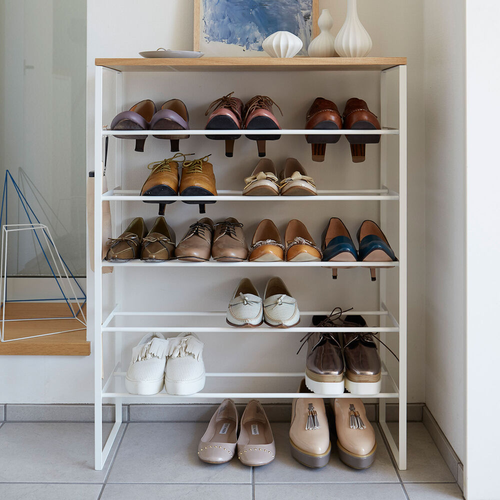 6-Tiered Wood-Top Shoe Rack : 6 Levels